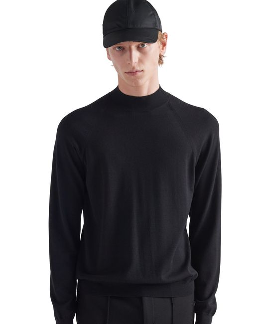 Jersey De Lana De Estambre Con Cuello Alto, Hombre, Talla Prada de hombre de color Black