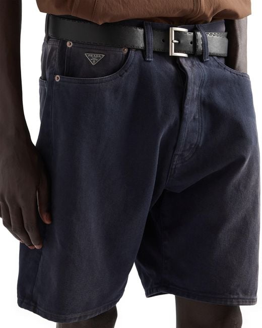 Prada Blue Denim Bermudas for men