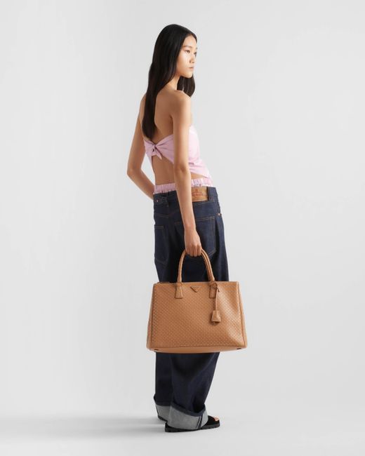 Prada Natural Extra-Large Galleria Studded Leather Bag