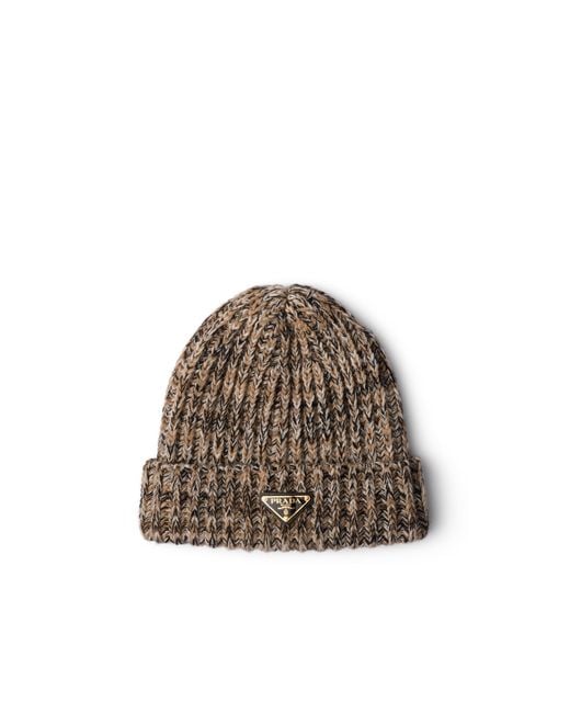 Prada Brown Mélange Knit Beanie