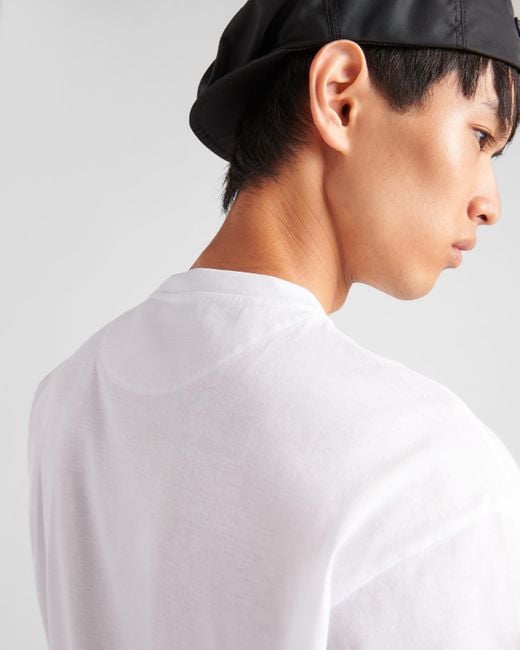 Prada T-shirt Aus Re-nylon in White für Herren