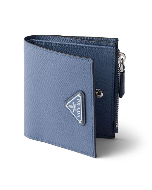 Prada Blue Small Saffiano Leather Wallet for men