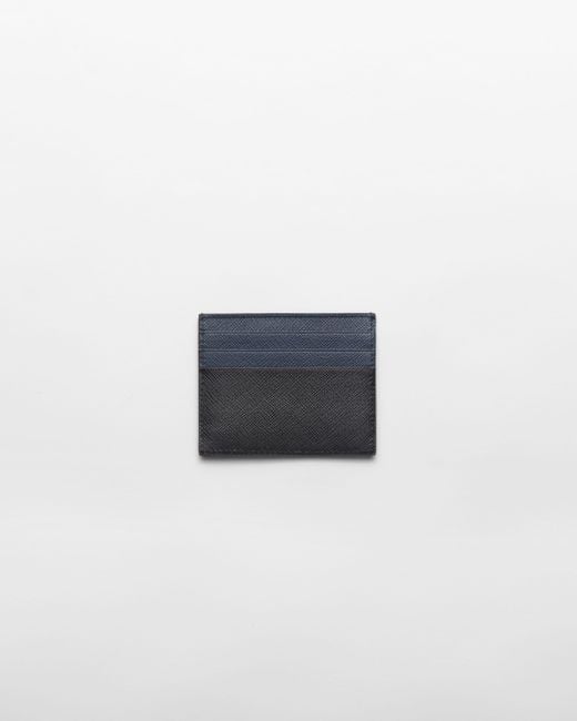 Prada Blue Saffiano Leather Card Holder for men