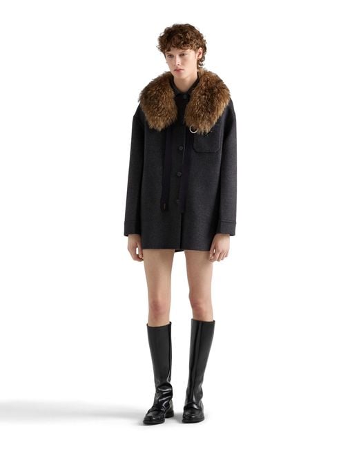 Prada Blue Single-Breasted Double Cashwool Caban Jacket
