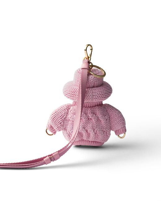 Prada Pink Soft Robot Knit Keychain Charm