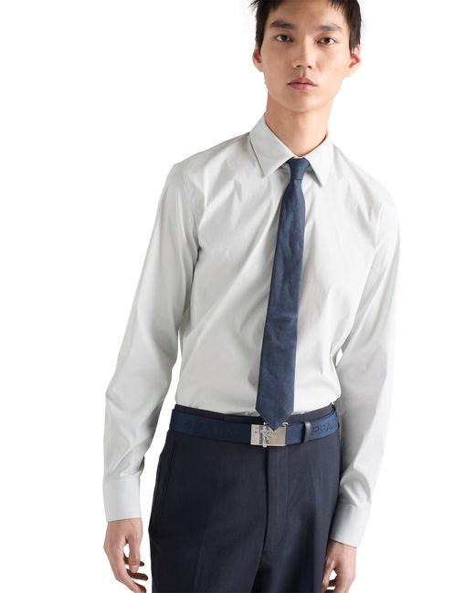 Prada White Stretch Cotton Shirt for men