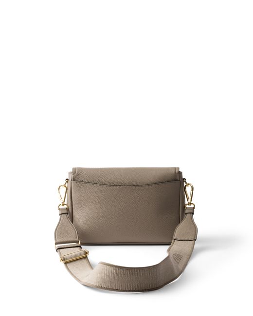 Prada Gray Leather Shoulder Bag