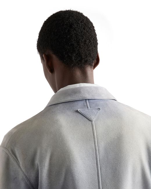 Prada Gray Suede Caban Jacket, Sky for men