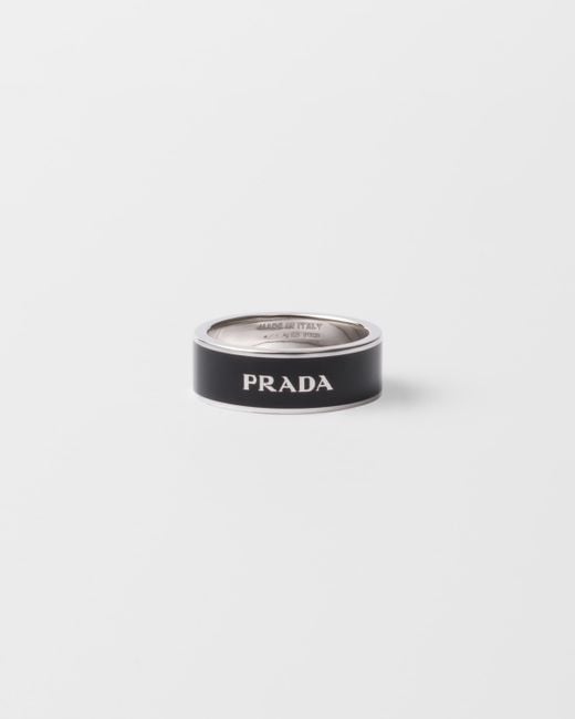 Prada White Enameled Ring for men