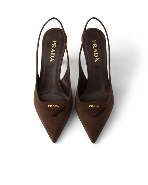 Prada White Suede Slingback Pumps