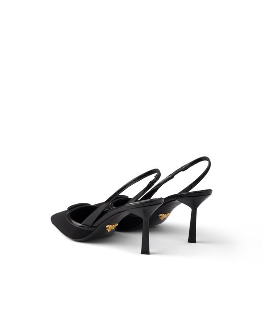 Prada White Fabric Slingback Pumps