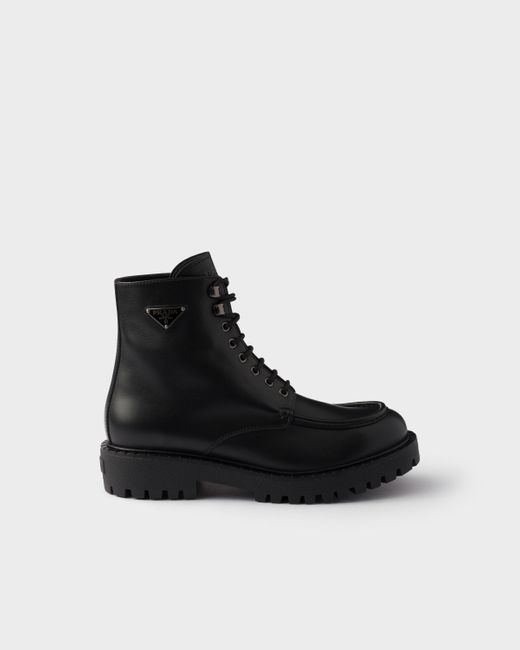 Prada Black Laced Leather Booties for men