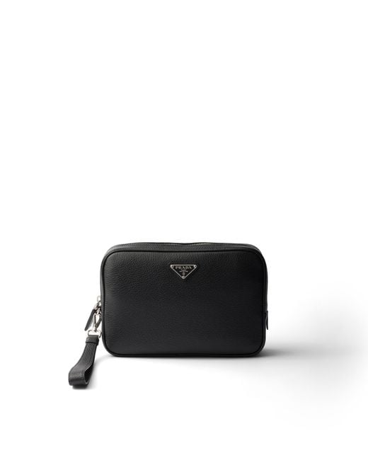 Prada Pouch Aus Leder, Herren in Black für Herren