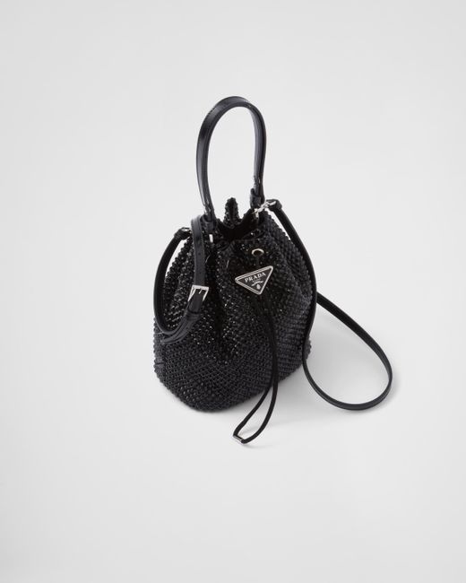 Prada Black Mini Bag Aus Satin Mit Kristallen