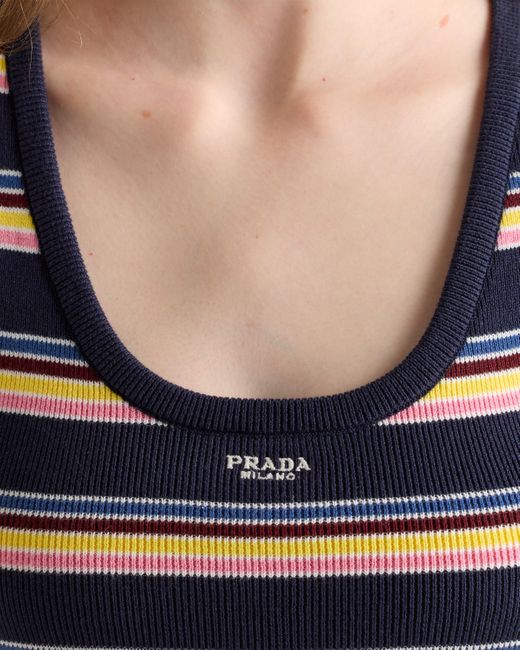 Débardeur En Coton Prada en coloris Blue