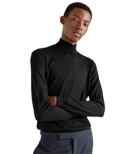 Jersey De Cuello Alto En Seda Y Cachemir, Hombre, Talla Prada de hombre de color Black