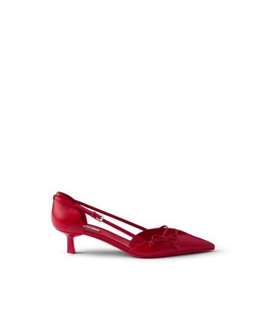 Prada Red Open-Side Leather Pumps
