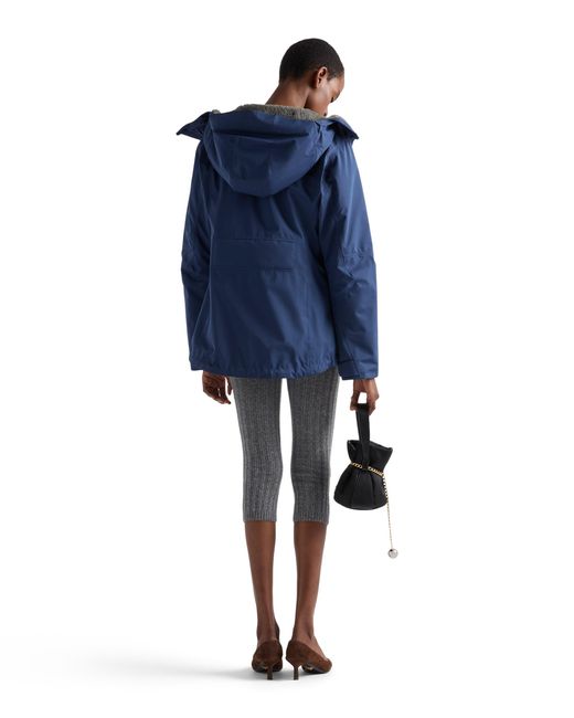 Prada Blue Technical Fabric Blouson Jacket With Hood