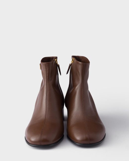 Prada Brown Stiefeletten Aus Nappa-Leder