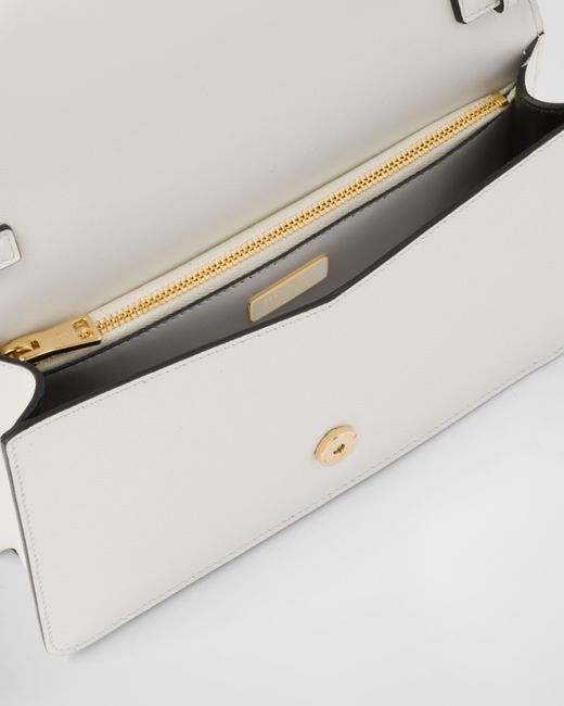 Prada White Saffiano Leather Shoulder Bag