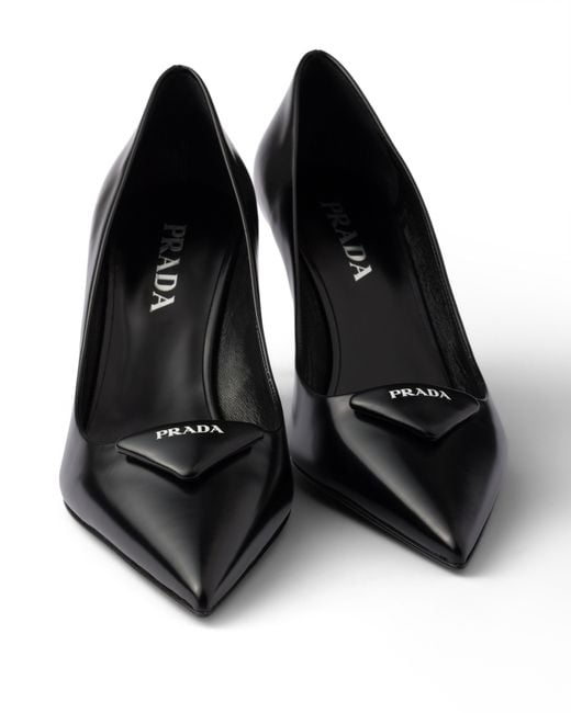 Prada White Brushed Leather Pumps
