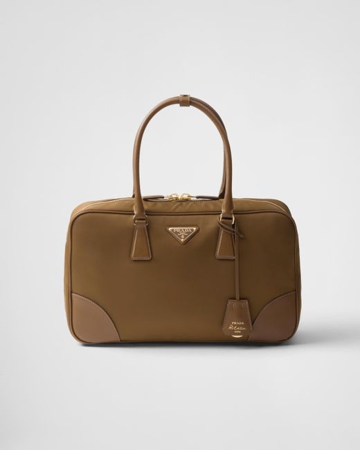 Prada Brown Re-Edition 1978 Large Re-Nylon And Saffiano Leather Two-Handle Bag