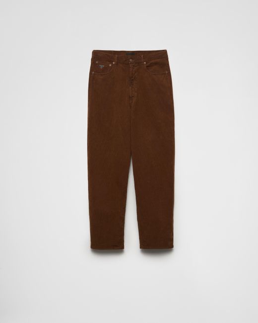 Prada Brown Baggy Corduroy Pants for men