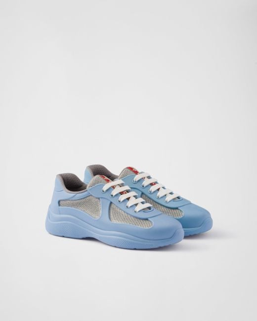 Prada Blue America'S Cup Soft Rubber And Bike Fabric Sneakers