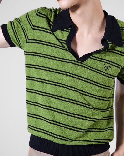 Prada Green Cotton Polo Shirt for men