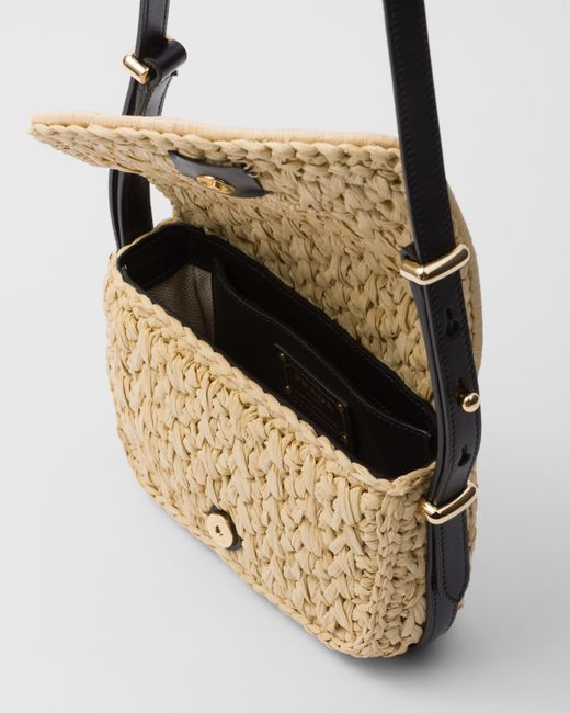 Prada Metallic Crochet And Leather Shoulder Bag