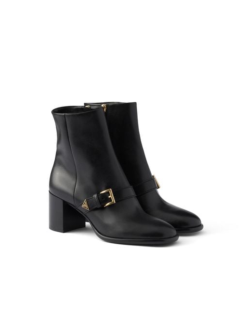 Prada Black Leather Booties