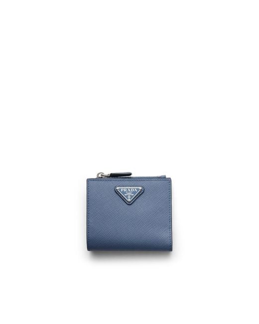 Prada Blue Small Saffiano Leather Wallet for men