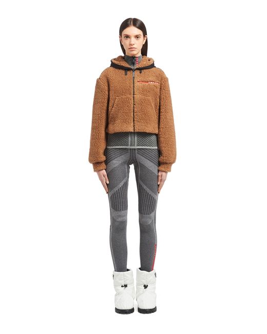 Prada Natural Cropped Double Fleece Jacket