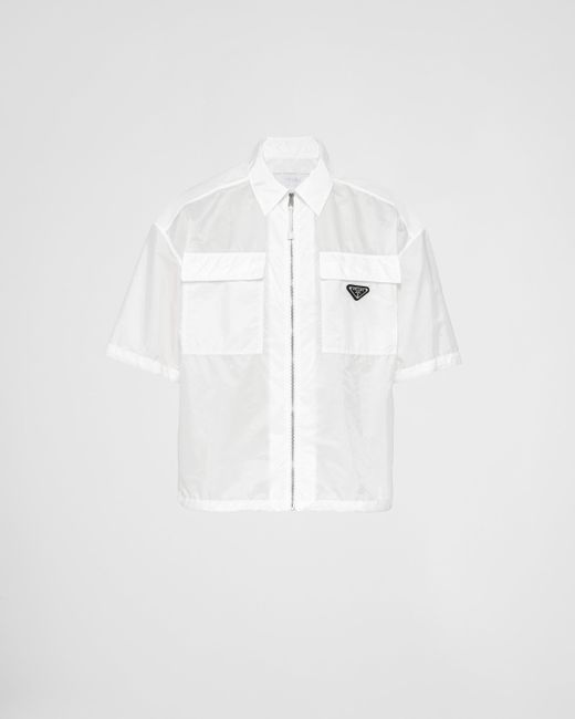 Prada Kurzärmliges Hemd Aus Leichtem Re-Nylon in White für Herren