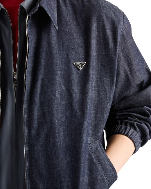Prada Blue Chambray Denim Blouson Zipper Jacket for men