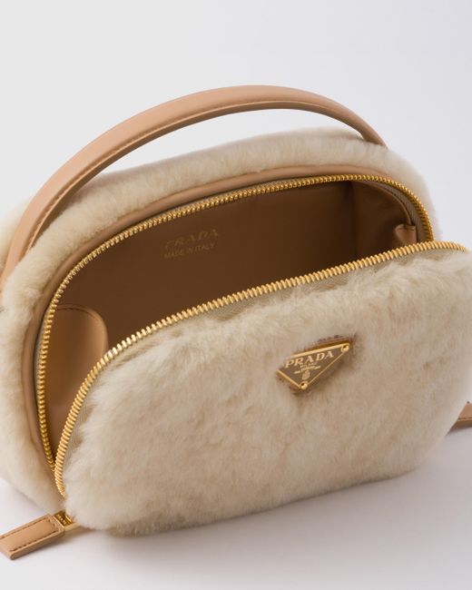 Prada Natural Odette Shearling Mini-Bag
