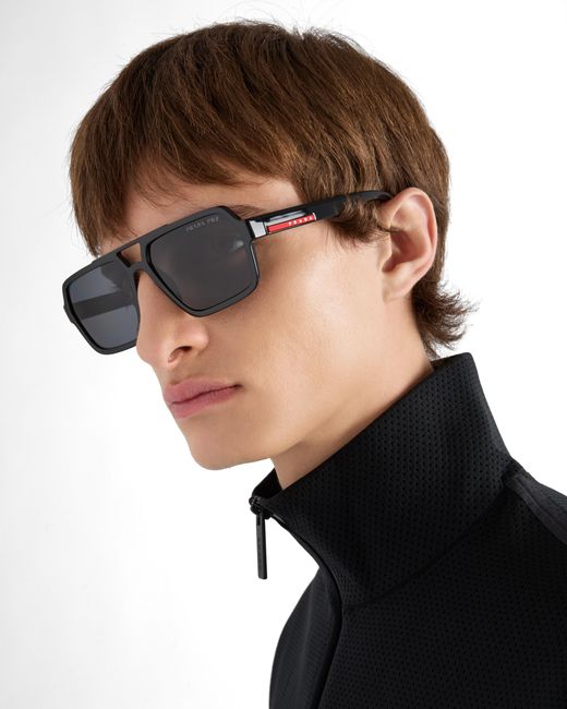 Prada Blue Linea Rossa Sunglasses, Lens for men
