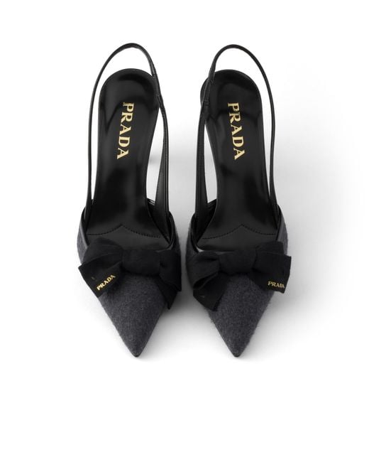 Prada White Fabric Slingback Pumps, Anthracite