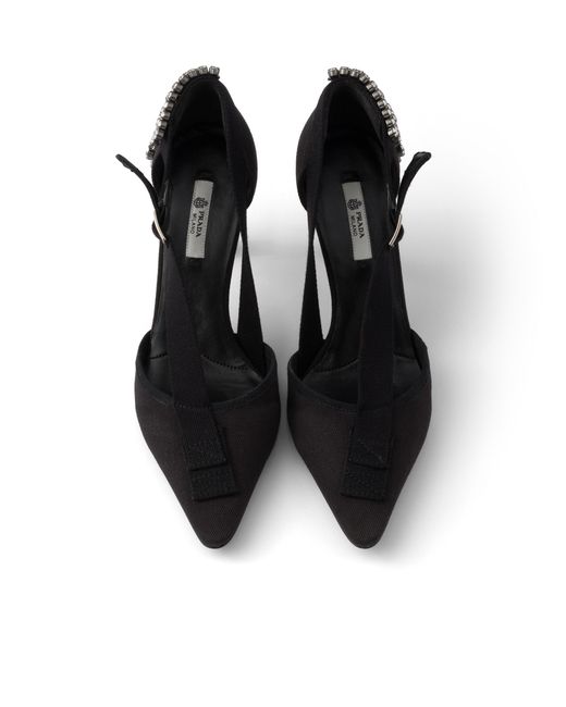 Prada White Canvas Pumps With Crystals, Size 34