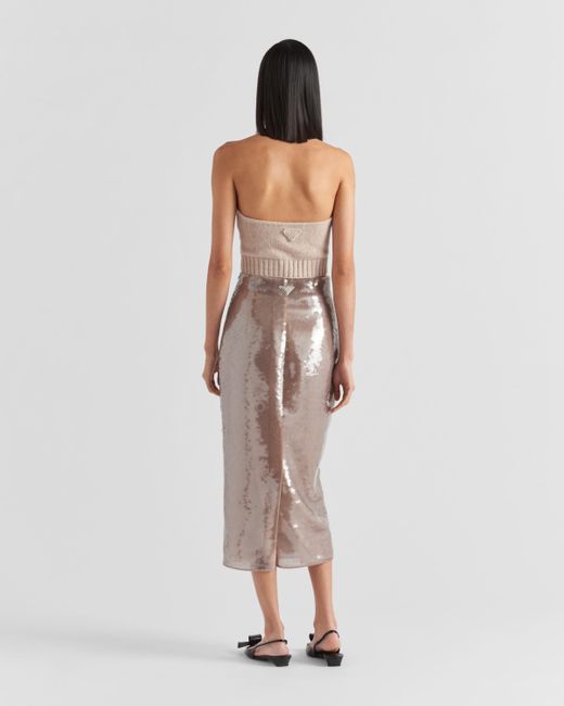 Prada Natural Sequined Midi-Skirt