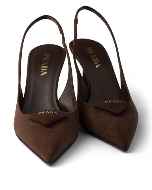 Prada White Suede Slingback Pumps