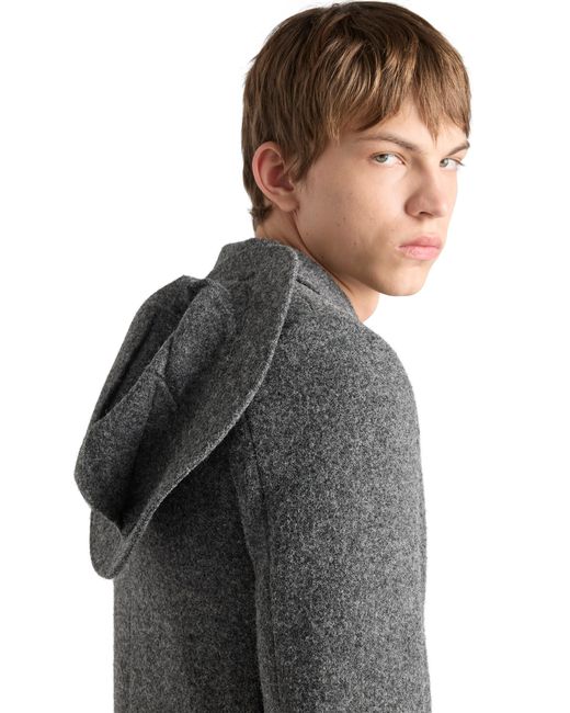 Prada Gray Single-Breasted Wool Coat, Slate for men