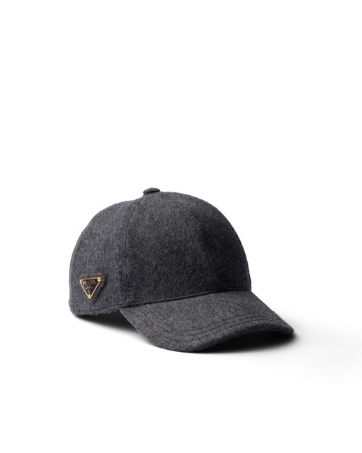 Prada Gray Loden Fabric Baseball Cap, Slate