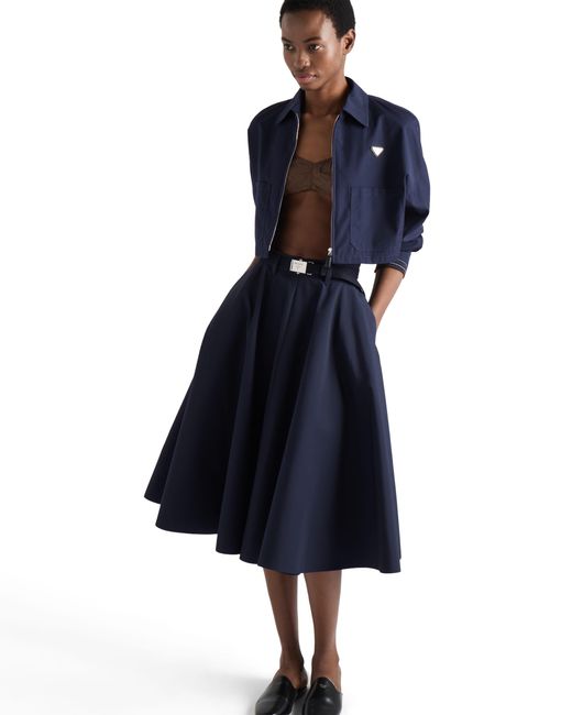 Prada Blue Poplin Midi-Skirt