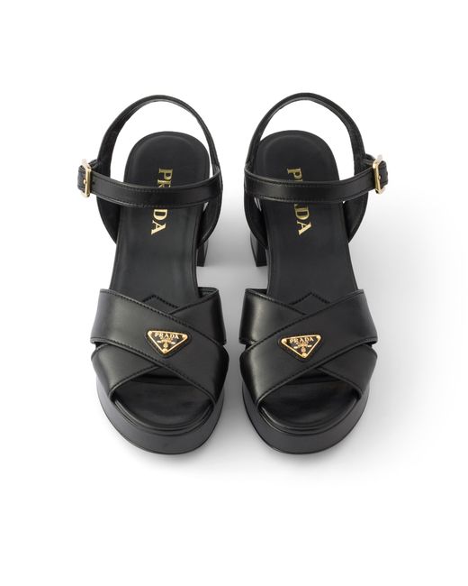 Prada Black Nappa Leather Platform Sandals