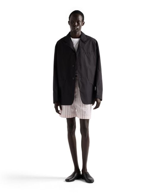 Prada Black Single-Breasted Technical Cotton Jacket for men