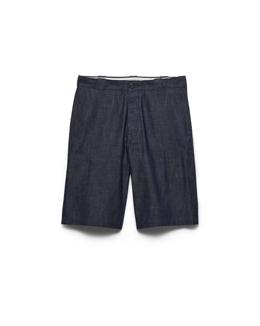 Prada Blue Raw Denim Bermudas for men