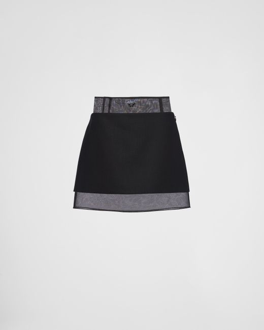 Prada Black Wool Miniskirt With Crinoline