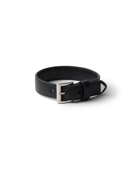 Prada Black Saffiano Leather Bracelet for men