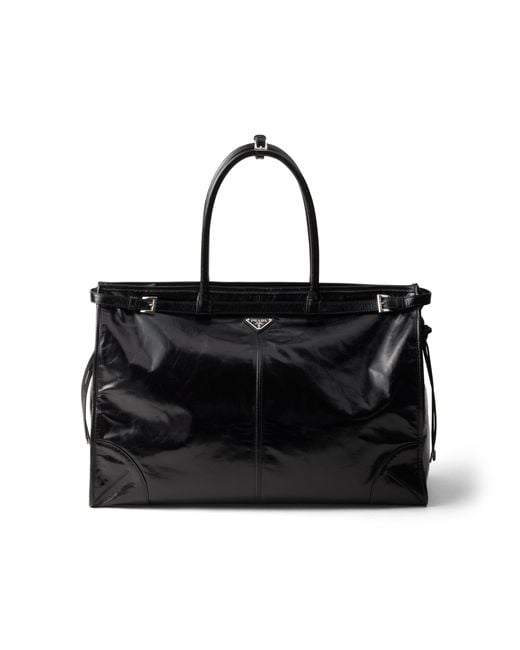 Prada Black Bonnie Leather Tote Bag for men